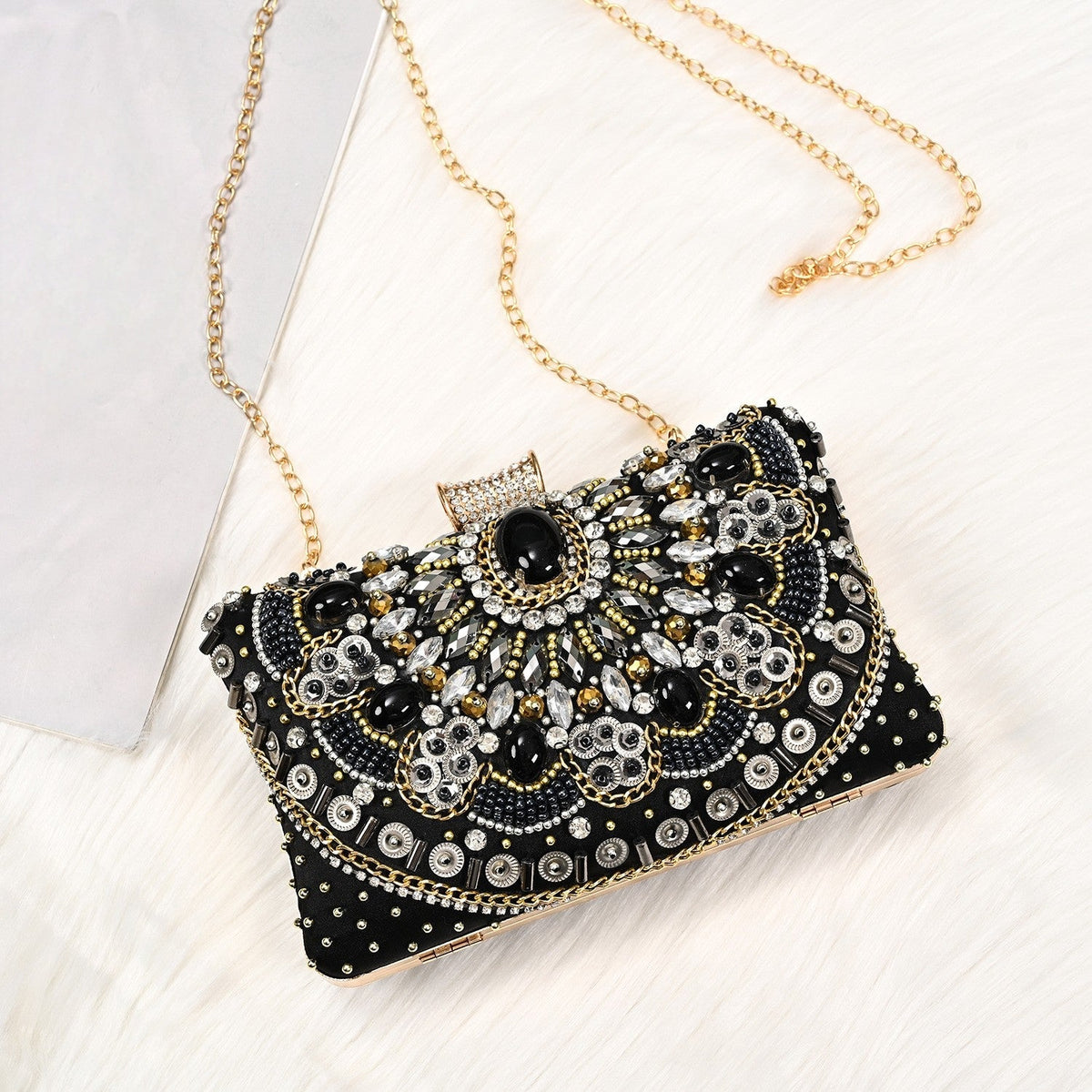Classic Glitter Geometric Delicated Rhinestone Elegant Hand Bags