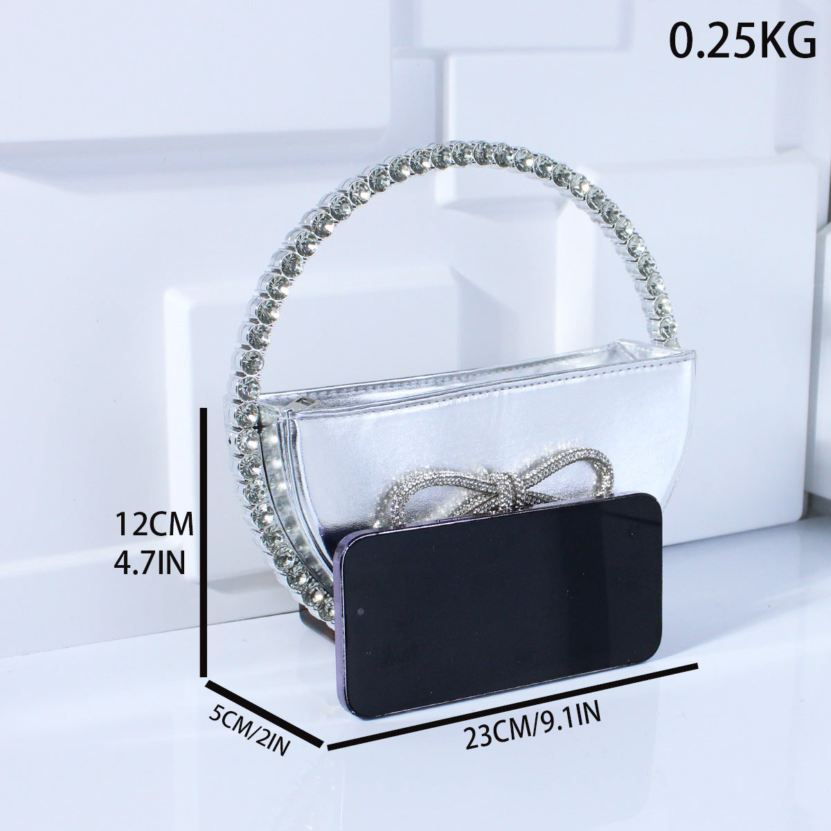 Delicated Glitter Rhinestone Beadings Bow Hand Bags