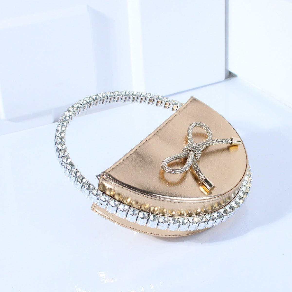 Delicated Glitter Rhinestone Beadings Bow Hand Bags