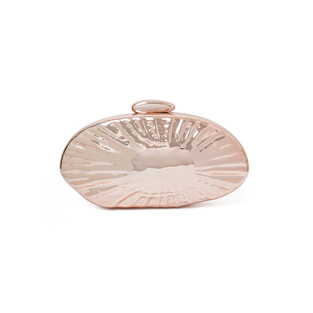 Sparkling Fan-Shaped Metallic Clutch Hand Bags