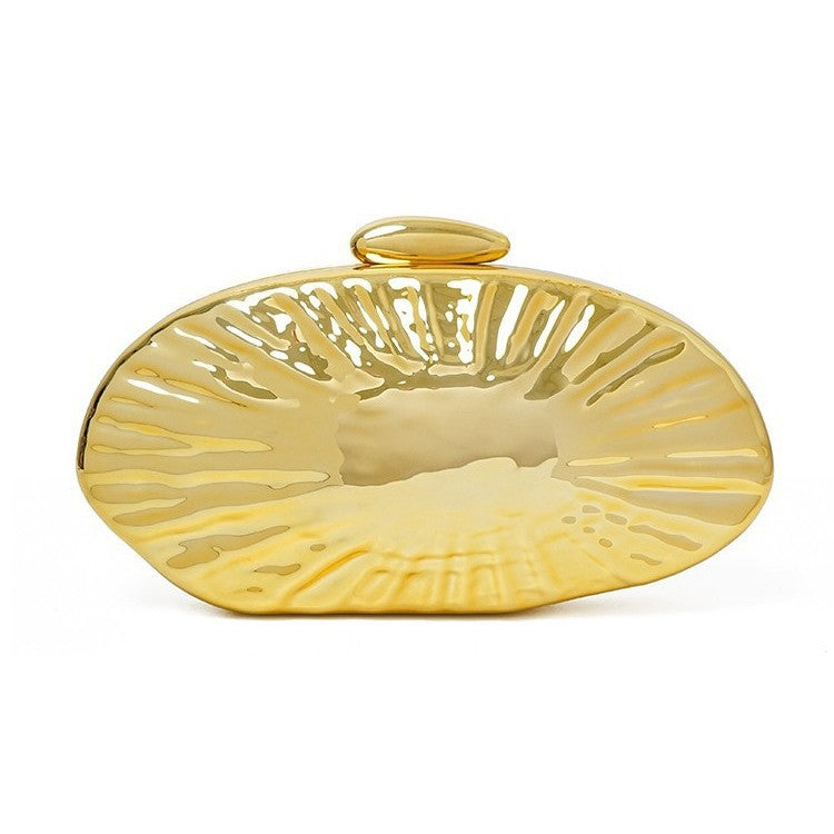 Sparkling Fan-Shaped Metallic Clutch Hand Bags