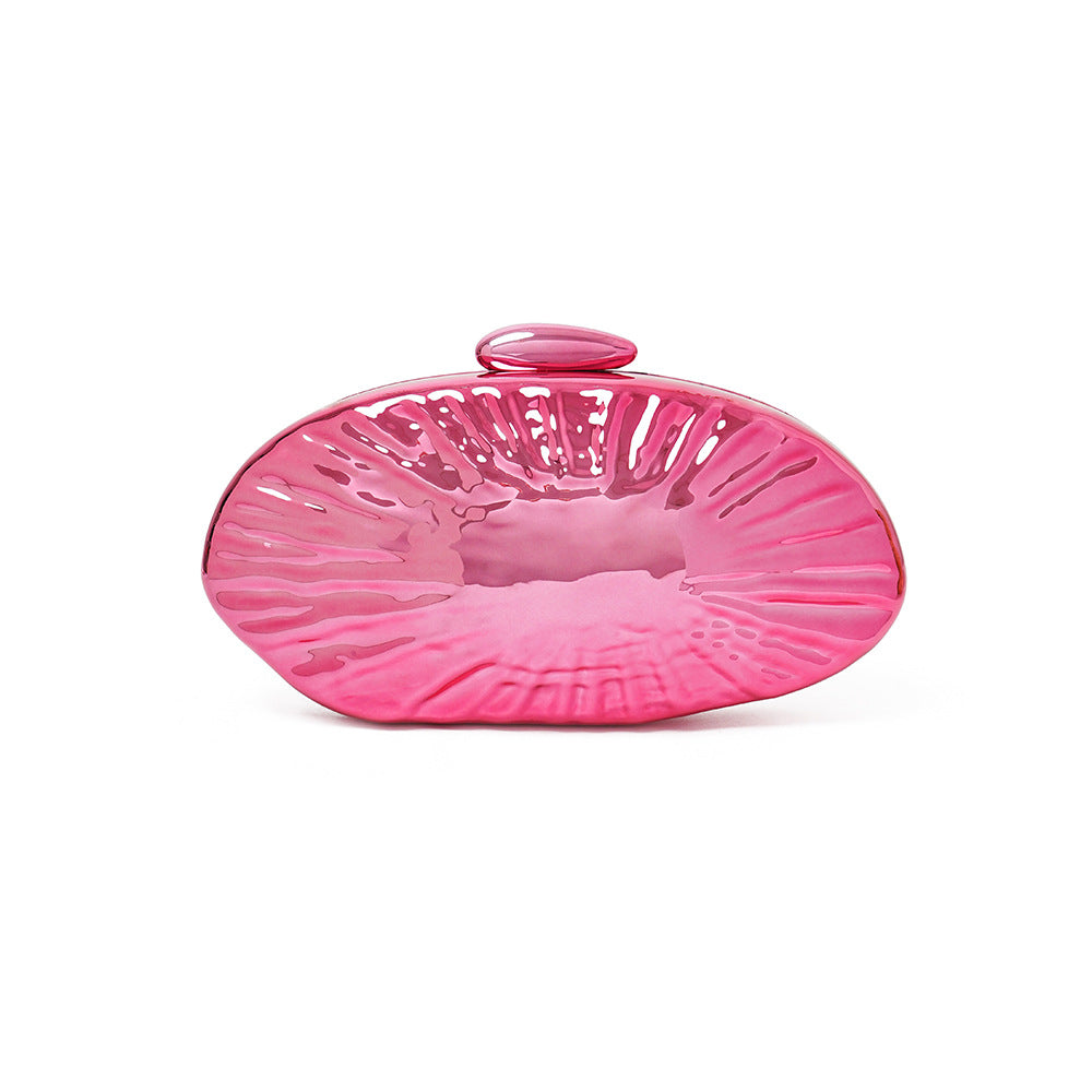 Sparkling Fan-Shaped Metallic Clutch Hand Bags