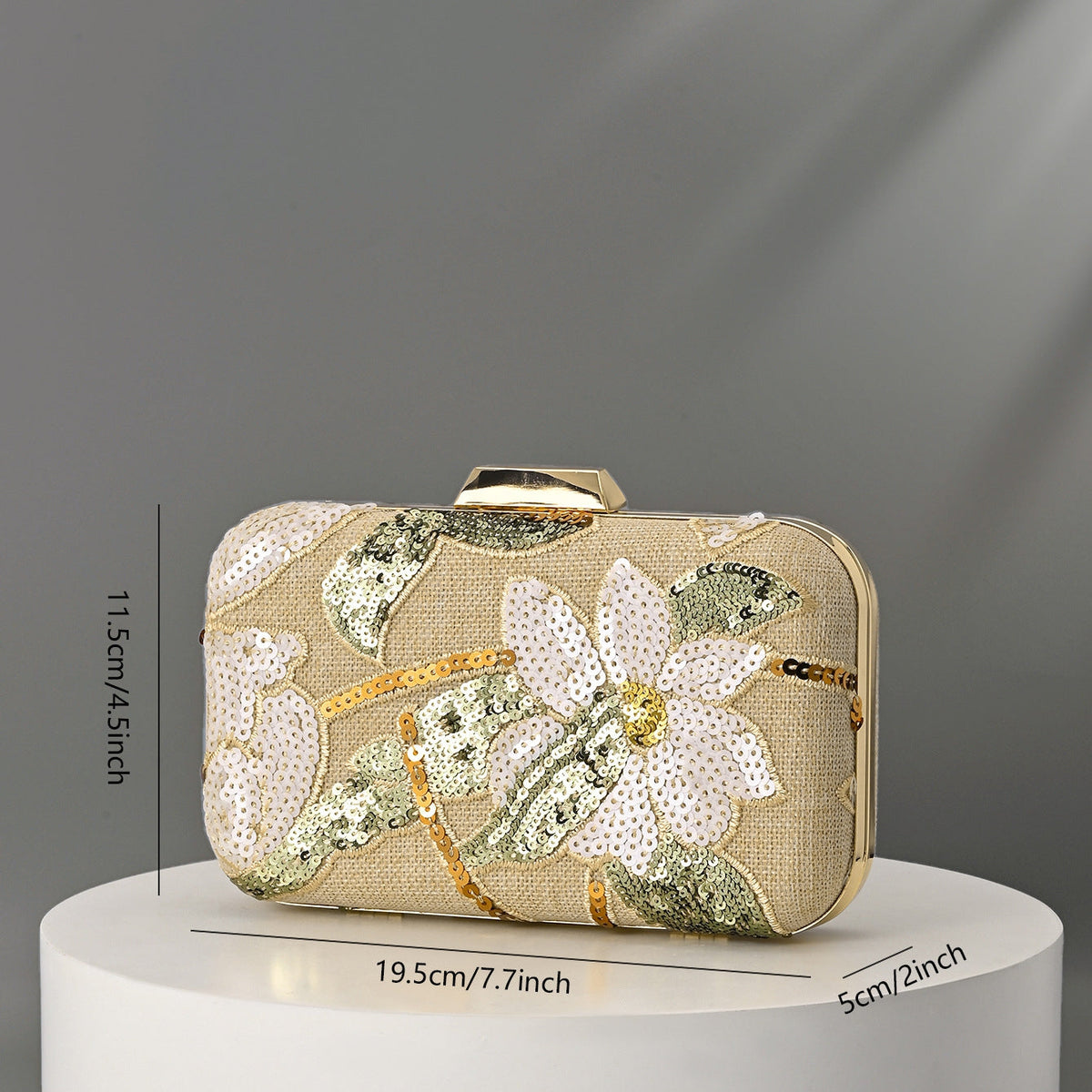 Women's Sequin Leaf Embroidered Geometric Fashion Hand Bags