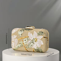 Women's Sequin Leaf Embroidered Geometric Fashion Hand Bags