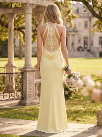 Mermaid Satin Halter Sleeveless Long Bridesmaid Dresses