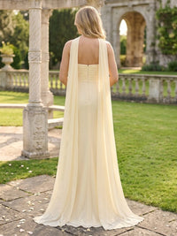Mermaid Strapless Sleeveless Long Bridesmaid Dresses with Scarf