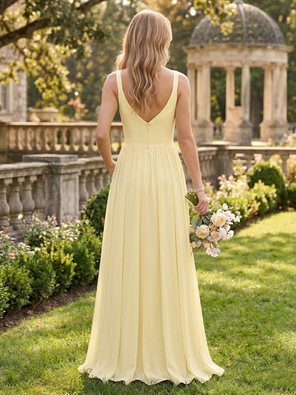 A Line Sweetheart Sleeveless Long Bridesmaid Dresses with Pockets