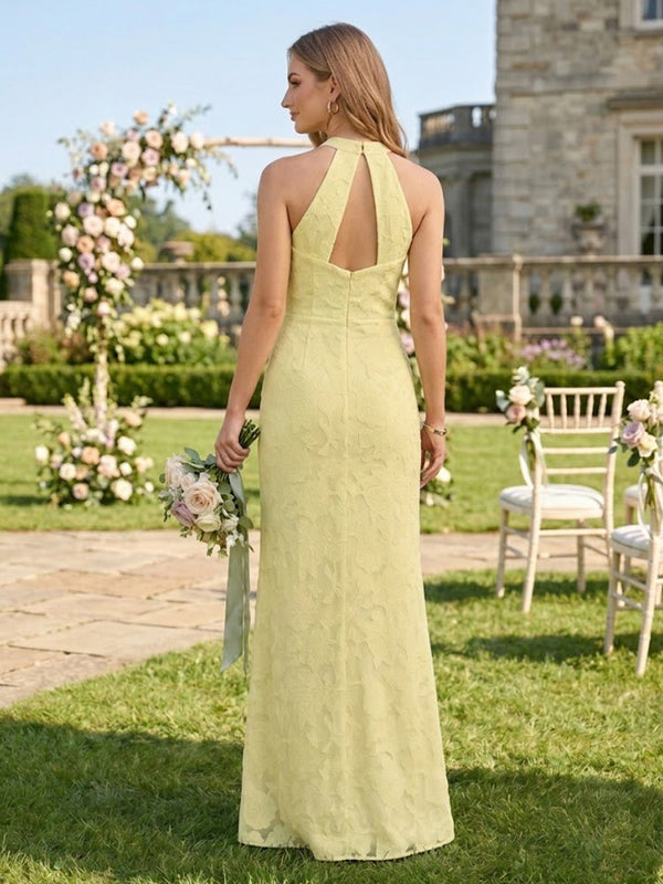 Mermaid Halter Sleeveless Long Bridesmaid Dresses