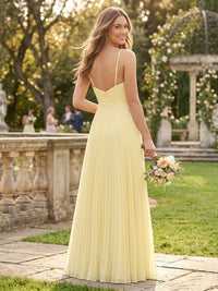 Chiffon A Line V Neck Long Bridesmaid Dresses with Slit