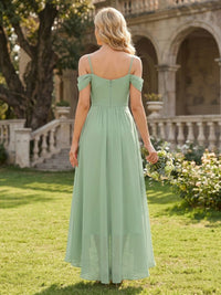 Chiffon A Line Off Shoulder High Low Long Bridesmaid Dresses