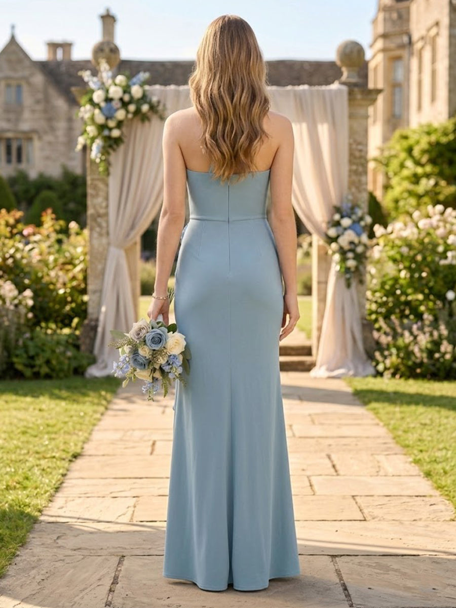 Chiffon Mermaid Cowl Neck Long Bridesmaid Dresses with Ruffles