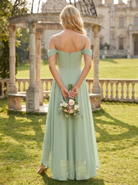 Chiffon Strapless A Line Off Shoulder Long Bridesmaid Dresses