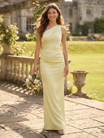 Satin Mermaid One Shoulder Long Bridesmaid Dresses