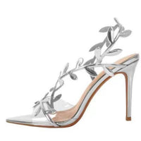 Pointed Toe High Heels Party Shoes with Leaf Embellishments