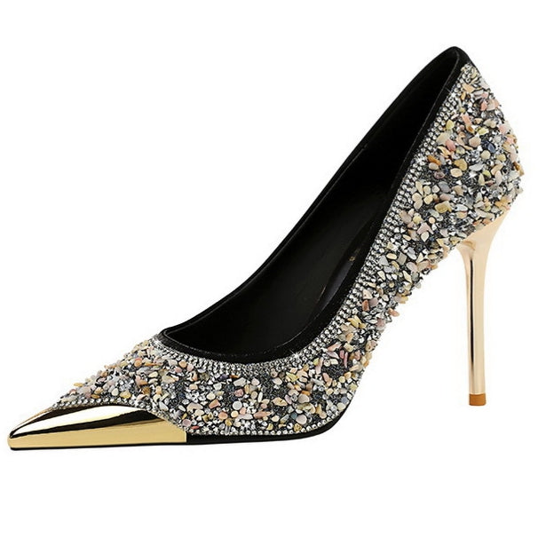 Pointed Toe High Heel Rhinestones Elegant Party Shoes