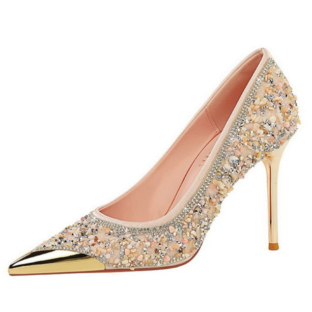 Pointed Toe High Heel Rhinestones Elegant Party Shoes