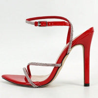 Open Toe High Heel Rhinestone Lace Up Elegant Party Shoes