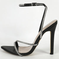 Open Toe High Heel Rhinestone Lace Up Elegant Party Shoes
