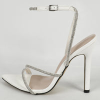 Open Toe High Heel Rhinestone Lace Up Elegant Party Shoes