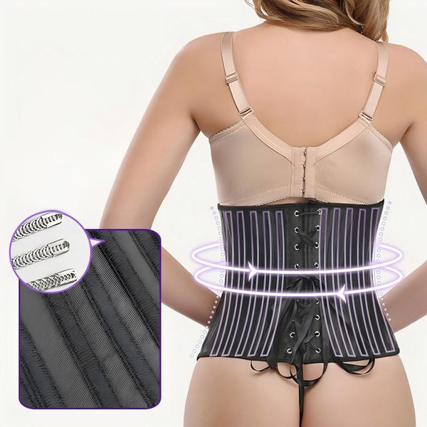 Satin Fishbone Corset Waist Cincher Shapewear Shorts