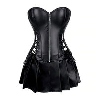 PU Leather Corset Court Style Bust Lifting Slimming Shapewear Shorts